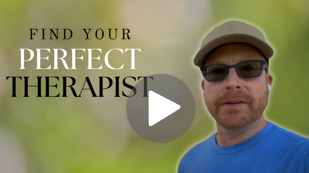 YouTube Thumbnail with an image of Elisha and the text Find Your Perfect Therapist